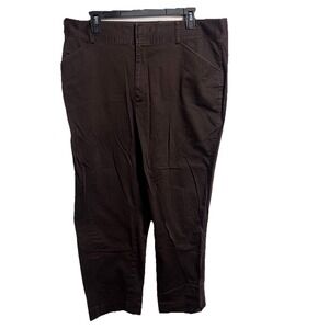 Lauren Ralph Lauren Cotton Stretch Brown Ankle Pants Sz 16‎ Pockets